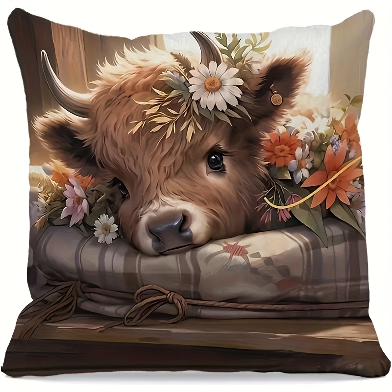 2D Düz - 1 adet Highland İnek  - Pillow Insert 18X18 incelemesi ve fiyatı