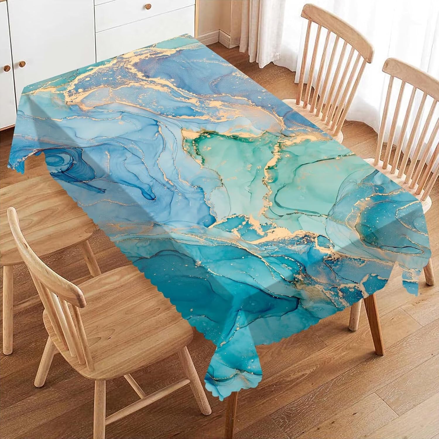 Lüks Teal Mermer Desenli Masa  - Home Textiles Premium incelemesi ve fiyatı