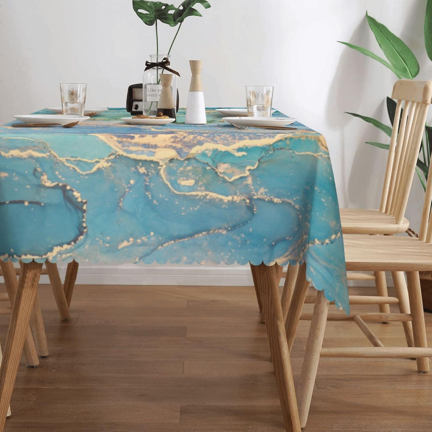 Lüks Teal Mermer Desenli Masa  - Home Textiles Premium incelemesi ve fiyatı